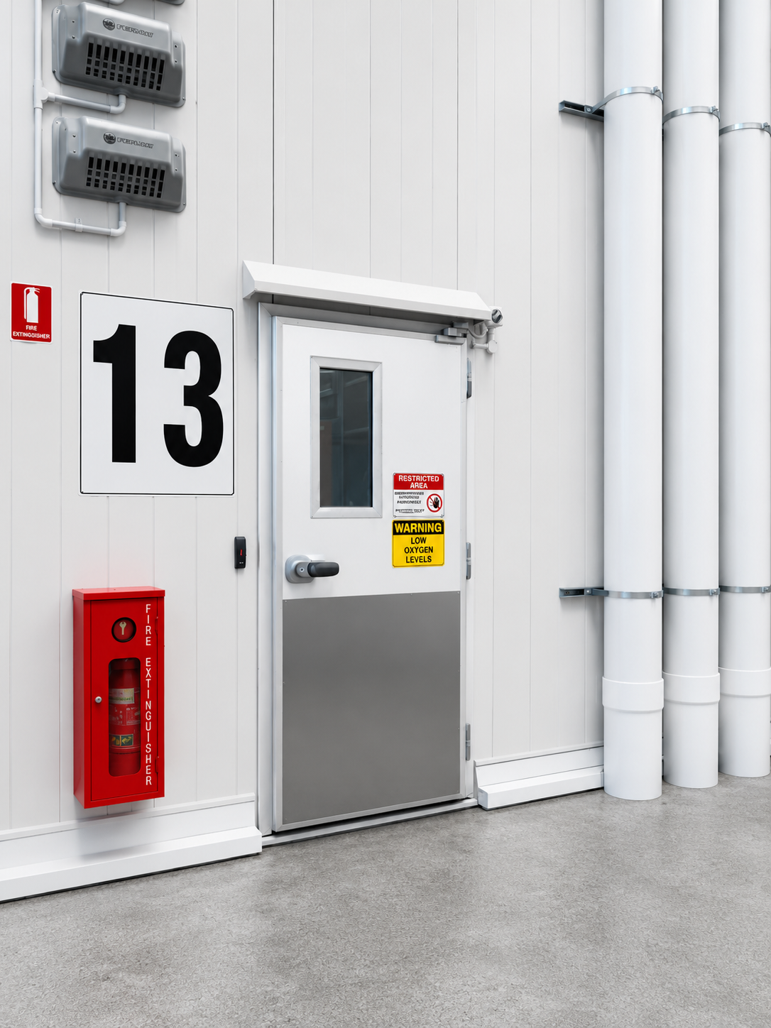Insulated sliding door track and hardware detail