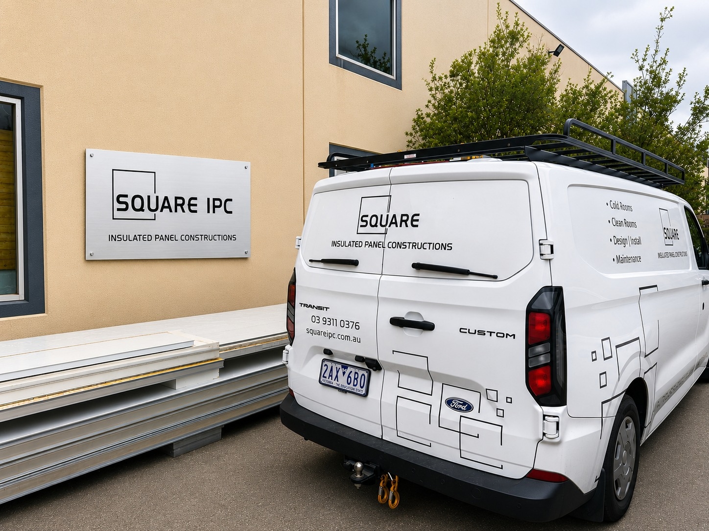 Square IPC service van on site at a commercial facility in Melbourne